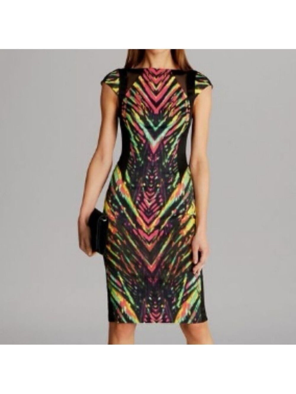 Karen Millen Statement Zig Zag Dress Size 2